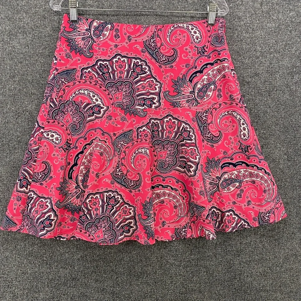 Vintage 90s Lauren Ralph Skirt 4 Pink Paisley Mid Rise Fit Flare Flowy Y2K Fairy
